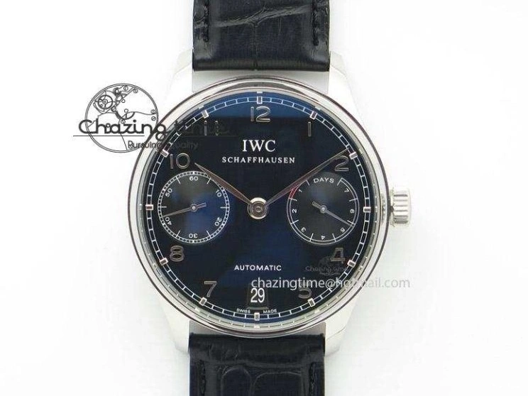MIROTIME 0519 TimelessDesign Portuguese IW358304 ZF 1:1 Best Edition SS Blue Dial on Leather Strap A 7078